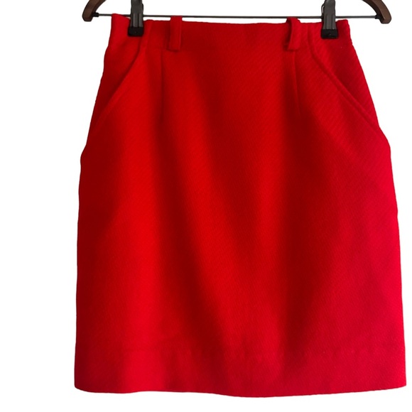 Vintage Hobnobber Red Mini Wool Blend Slash Pocket Women's Skirt Size 4 - Picture 1 of 9